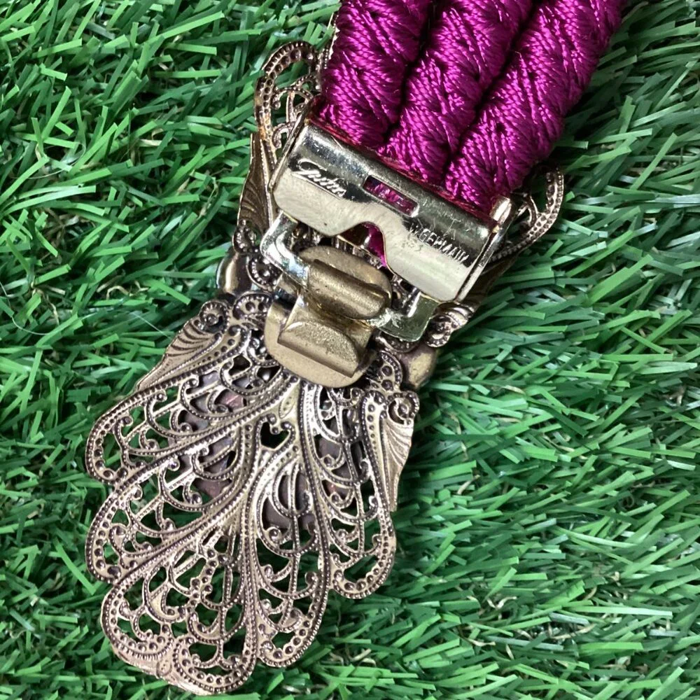Vintage Gutos West Germany Purple Braided Rope & Rhinestone Belt S/M
